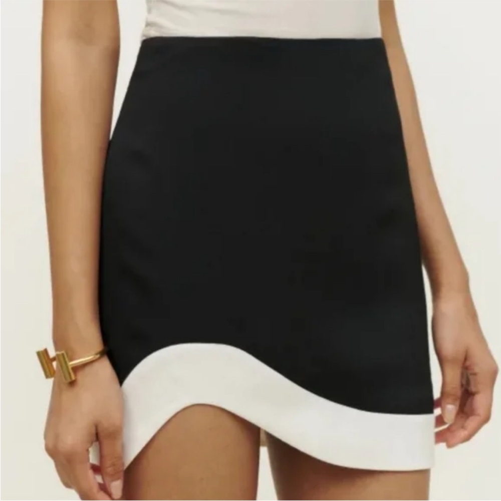 Reformation Penny Black and White Mini Skirt
